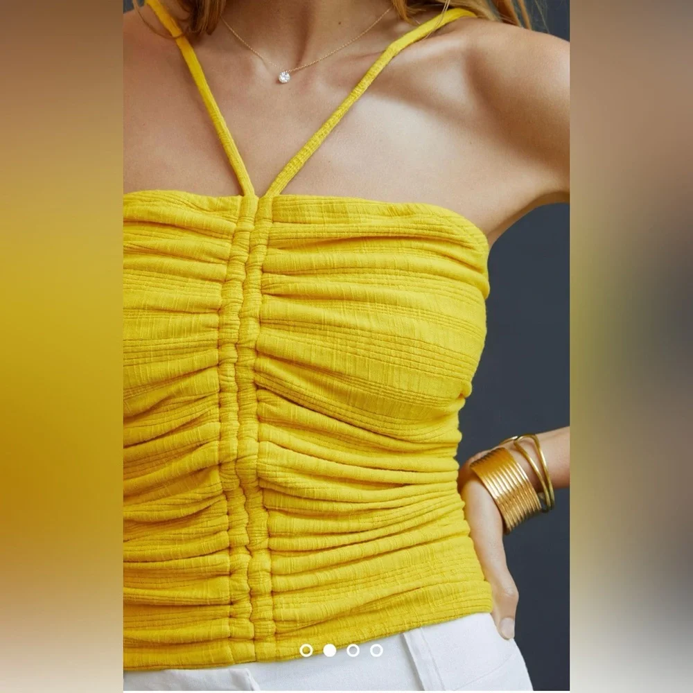 Pilcro Ruched Ribbed Halter - Picture 2 of 5